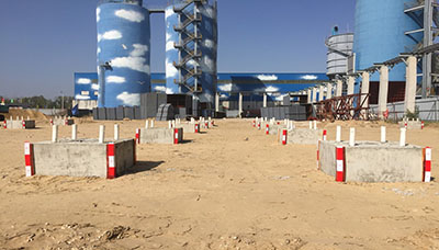 汕頭潮南紡織熱電項目電除塵器基礎(chǔ)短柱成品保護